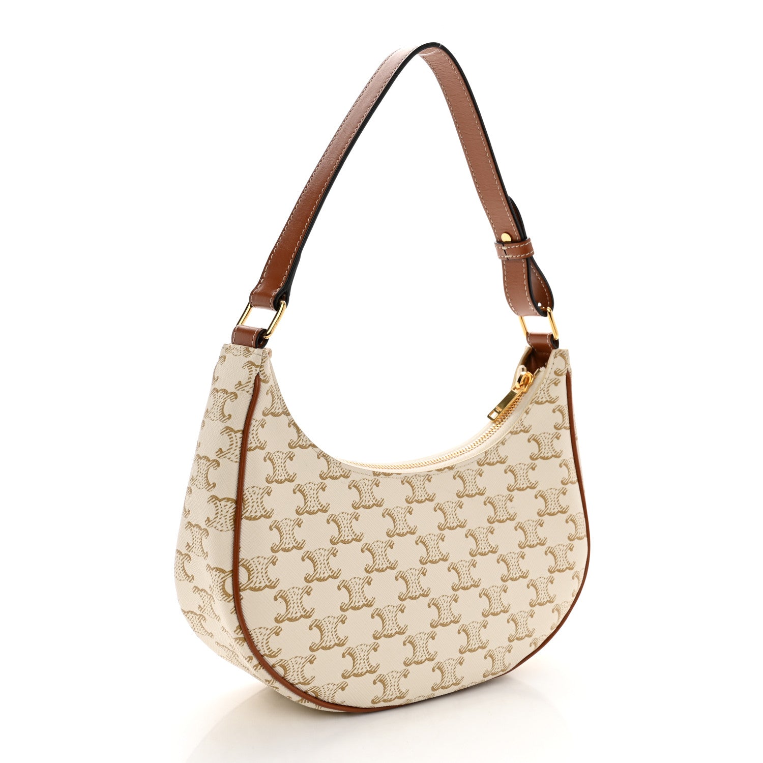 Celine Canvas Calfskin Ava Triomphe Shoulder Bag White 3 of 10