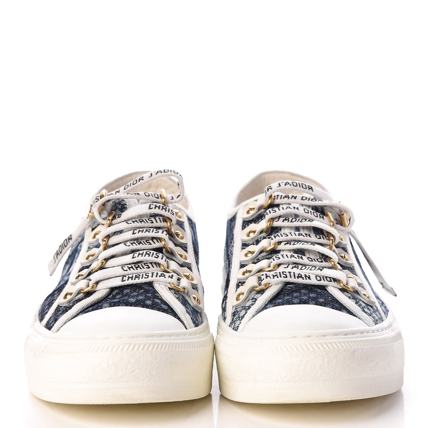 Denim Patchwork Walk'n Dior Low Top Sneakers 36.5 Blue