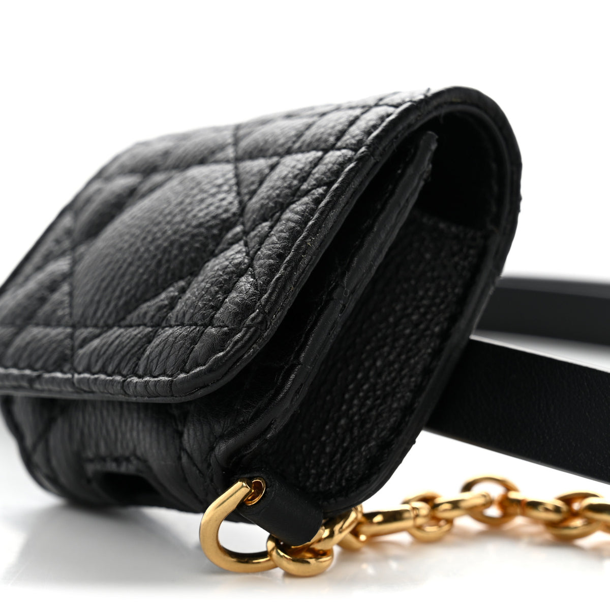 Christian Dior Supple Calfskin Cannage Caro Airpod Pro Case Belt 70 Black 10 of 11