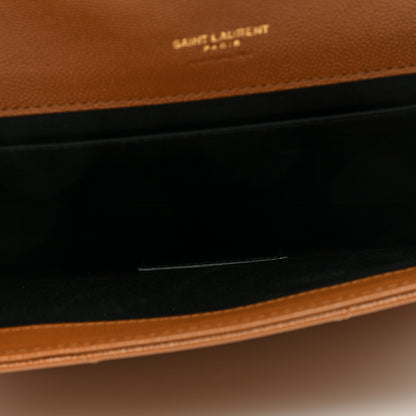 Saint Laurent Grain De Poudre Matelasse Chevron Monogram Cassandre Flap Pouch Natural Dark 5 of 6