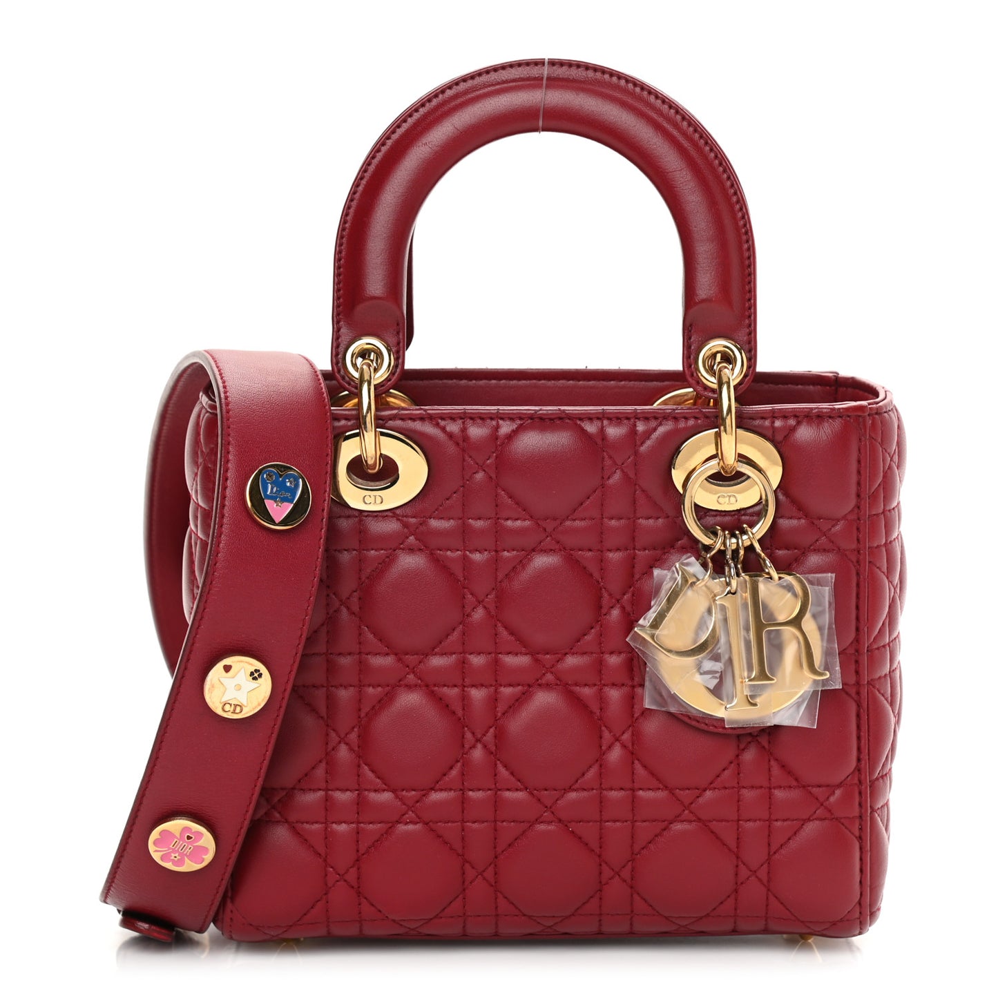 Lambskin Cannage Small Lucky Badges My Lady Dior Red