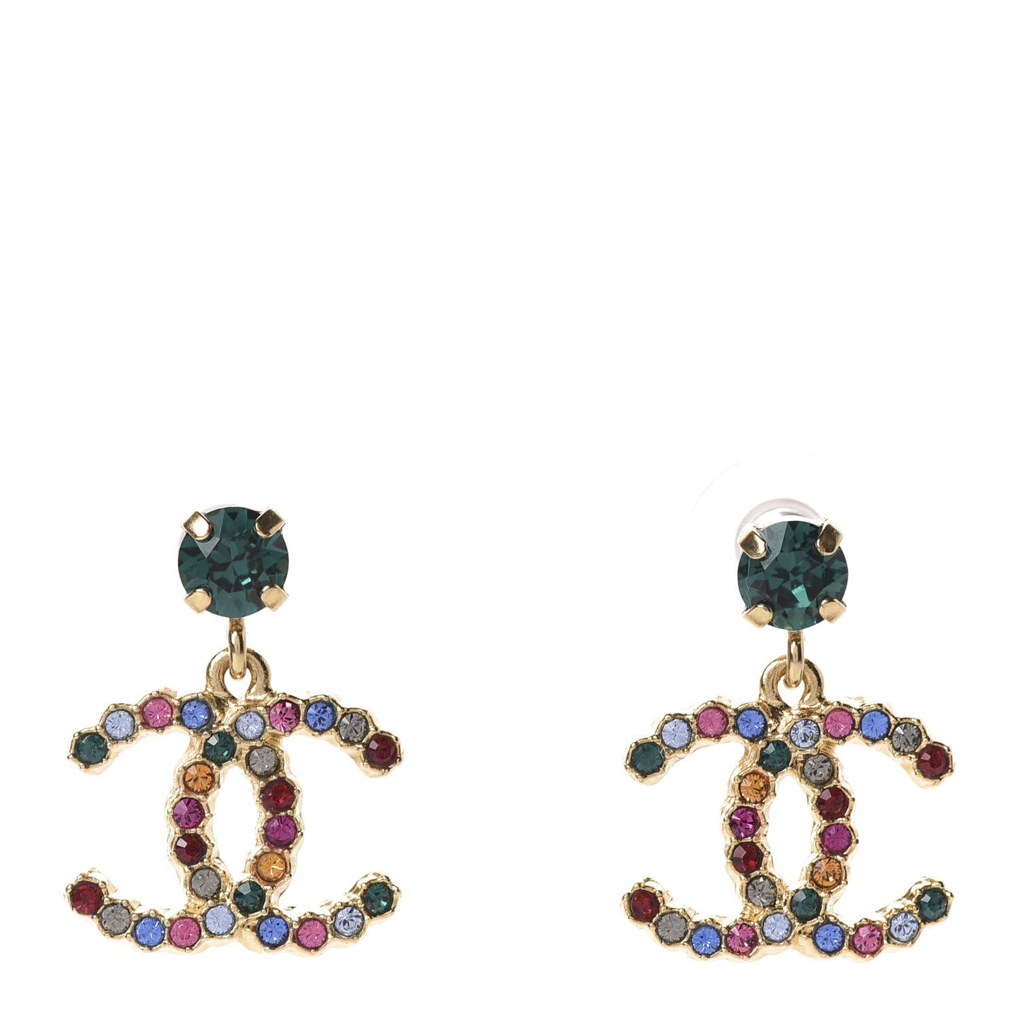 Crystal Over The Rainbow CC Drop Earrings Gold Multicolor