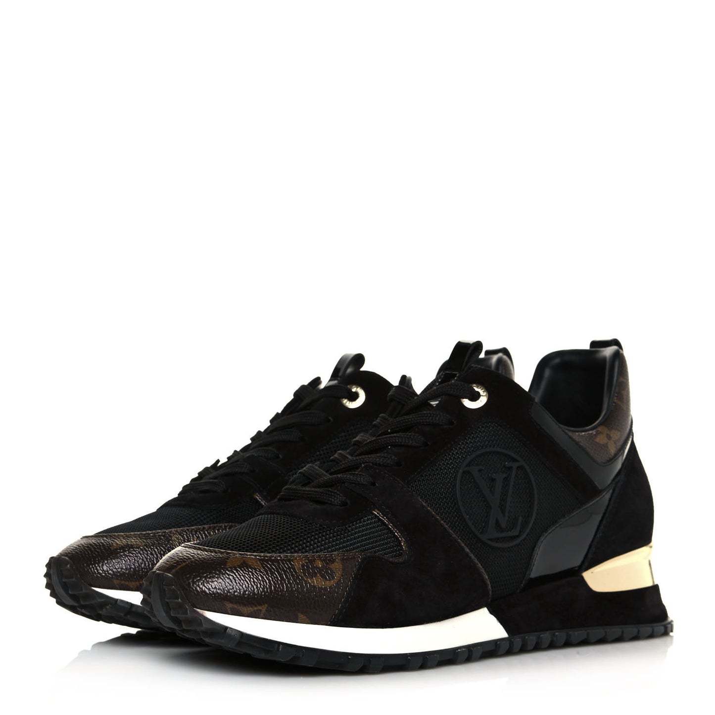 Suede Monogram Run Away Sneakers 39 Black