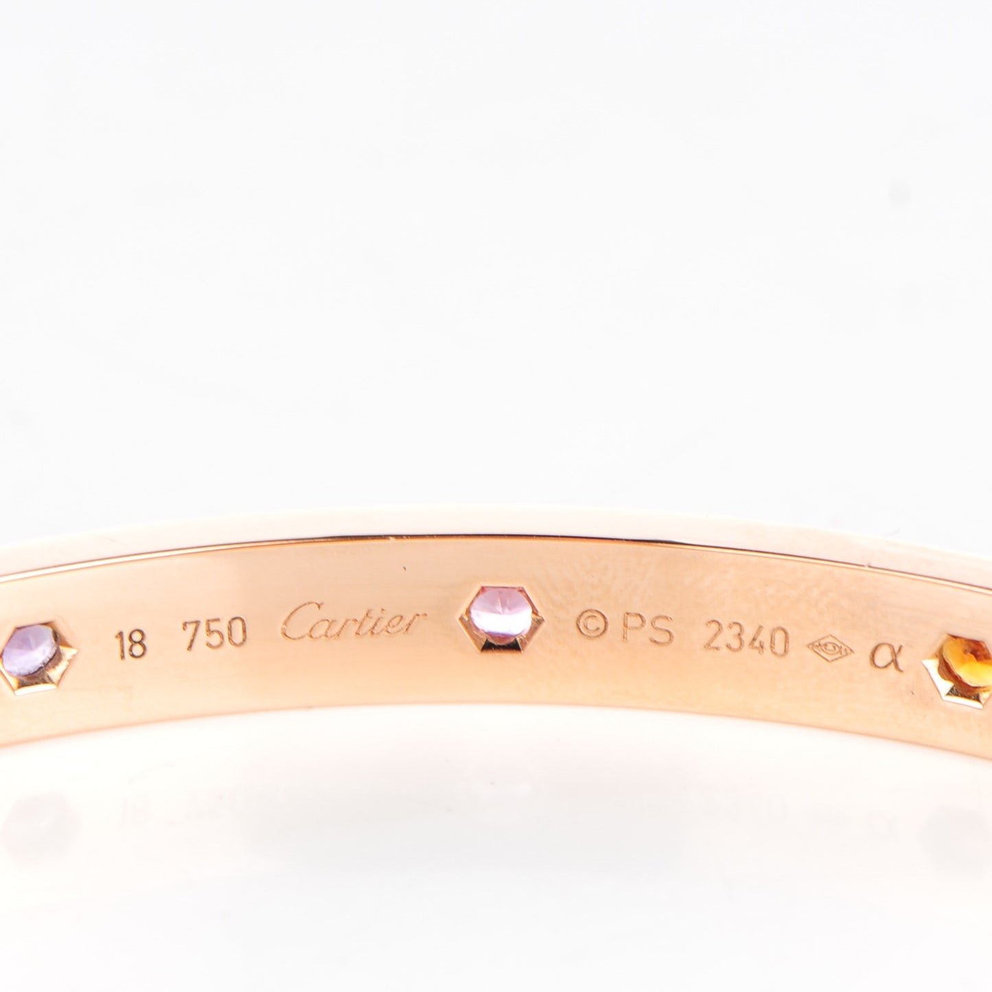 18K Pink Gold Sapphire Garnet Amethyst LOVE Bracelet 18