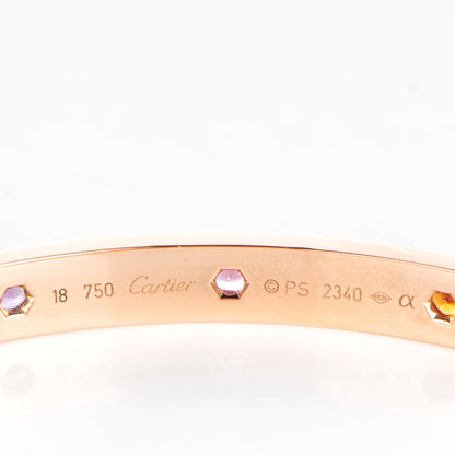 Cartier 18K Pink Gold Sapphire Garnet Amethyst LOVE Bracelet 18 4 of 7
