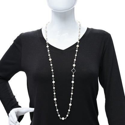 David Yurman Sterling Silver Pearl 9mm Quatrefoil Long Chain Necklace 3 of 4