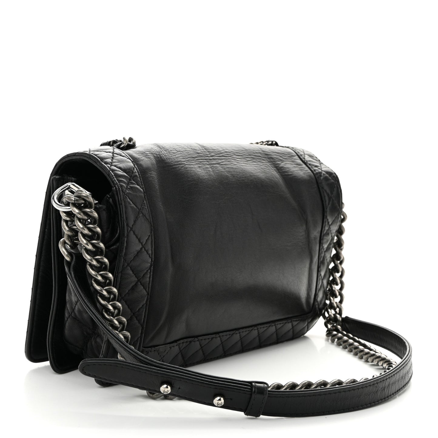 Calfskin Enchained New Medium Boy Flap Black
