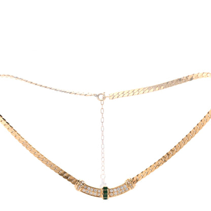 Christian Dior Crystal Chain Necklace Gold Green 1 of 5