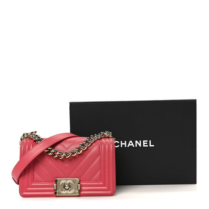 Chanel Lambskin Chevron Quilted Small Boy Flap Dark Pink 11 of 11