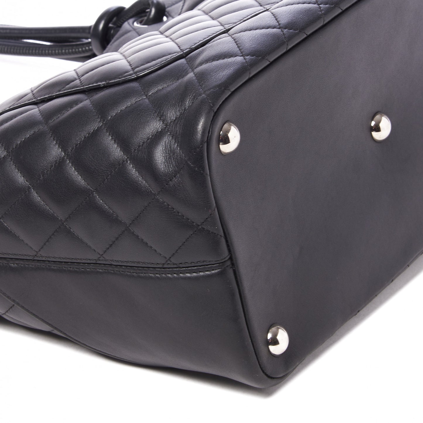 Calfskin Quilted Large Cambon Tote Black