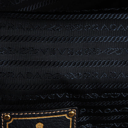 Prada Vitello Daino Tessuto Nylon Tote Blue 9 of 9