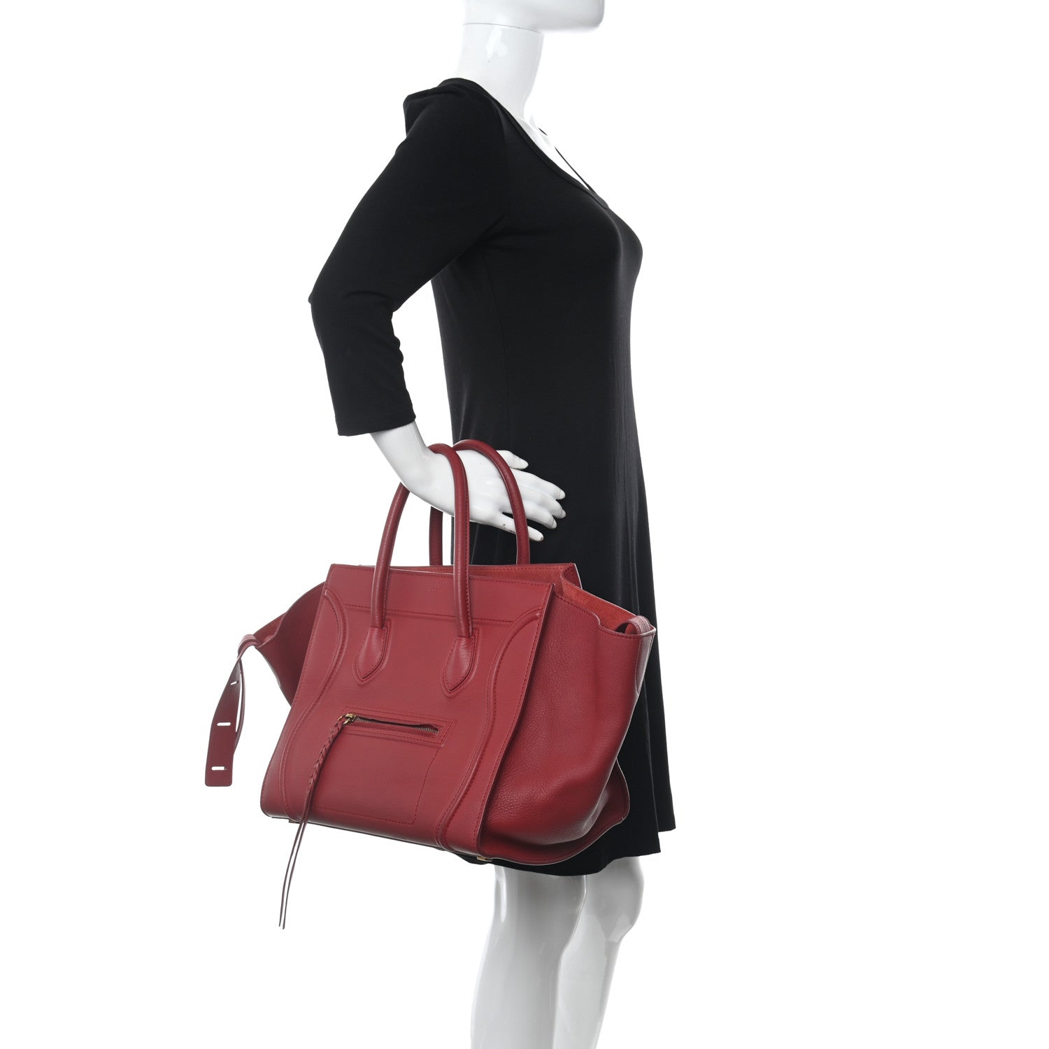 Celine Supple Calfskin Medium Phantom Luggage Red 2 of 11