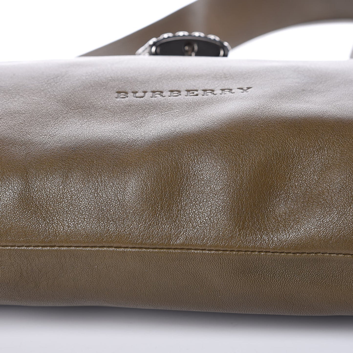 Calfskin Large Studded Padlock Shoulder Bag Khaki