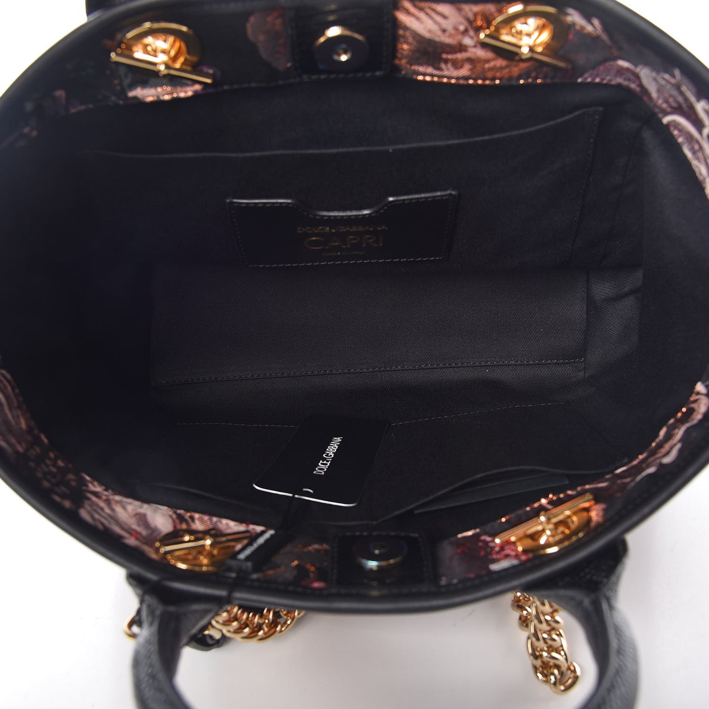 Jacquard Floral Stampa Iguana Amore Tote Black Multicolor