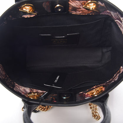 Dolce & Gabbana Jacquard Floral Stampa Iguana Amore Tote Black Multicolor 8 of 9