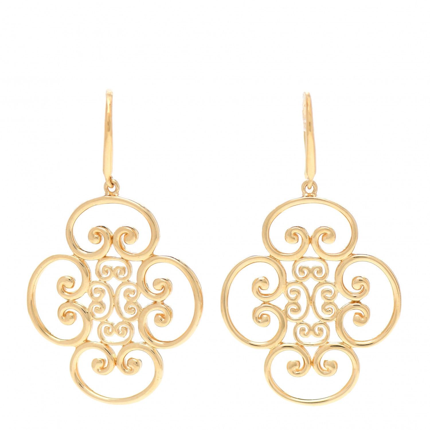 Tiffany 18K Yellow Gold Venezia Goldoni Quadruplo Drop Earrings 1 of 4