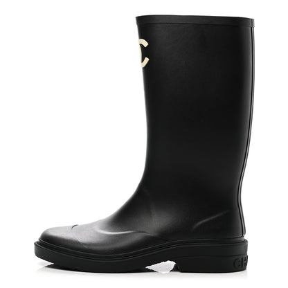 Chanel Caoutchouk CC High Boots 40 Black 1 of 9