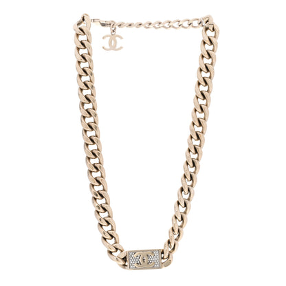 Chanel Crystal Chain Link CC Choker Necklace Gold 3 of 6