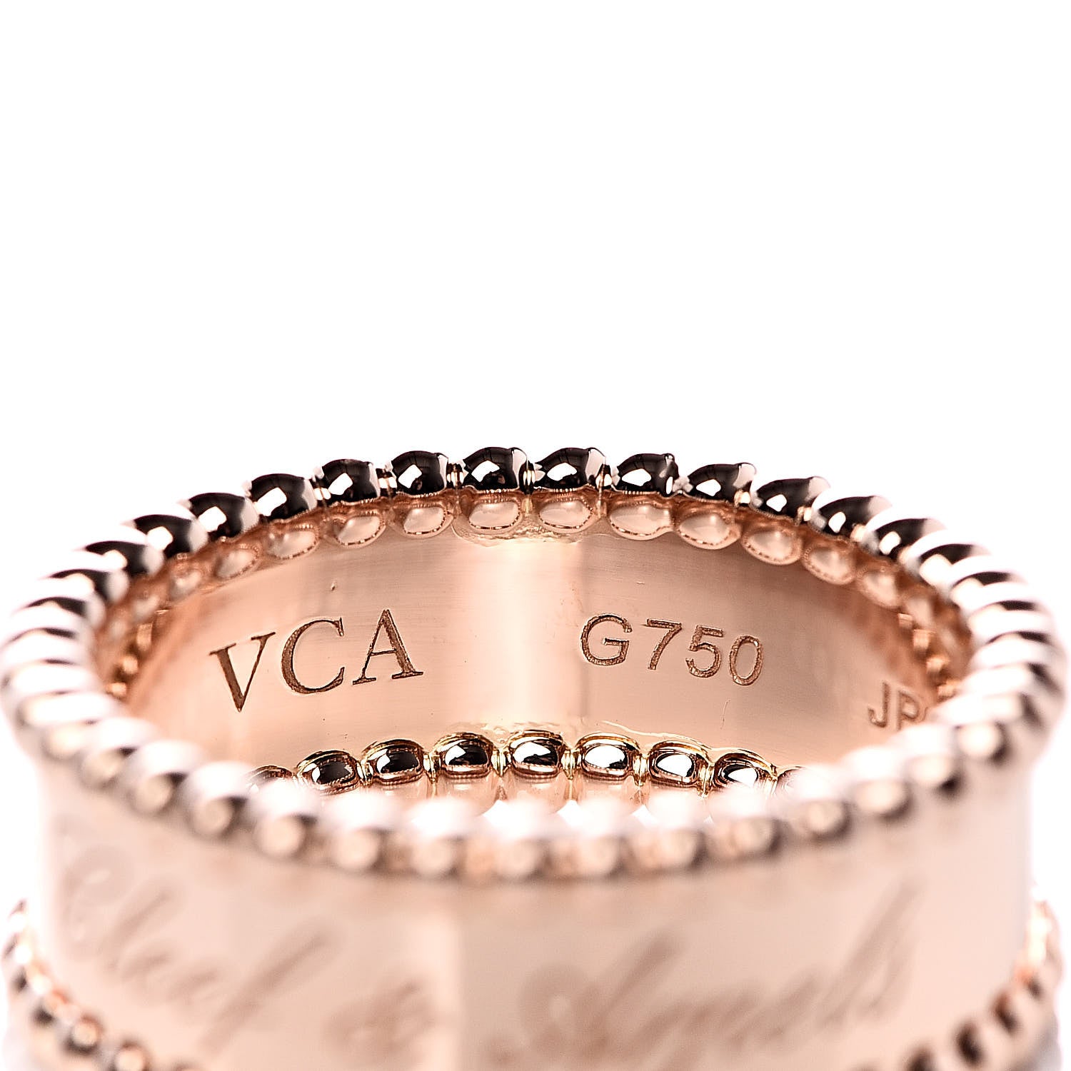 Van Cleef & Arpels 18K Rose Gold Perlee Signature Ring 52 6 4 of 5