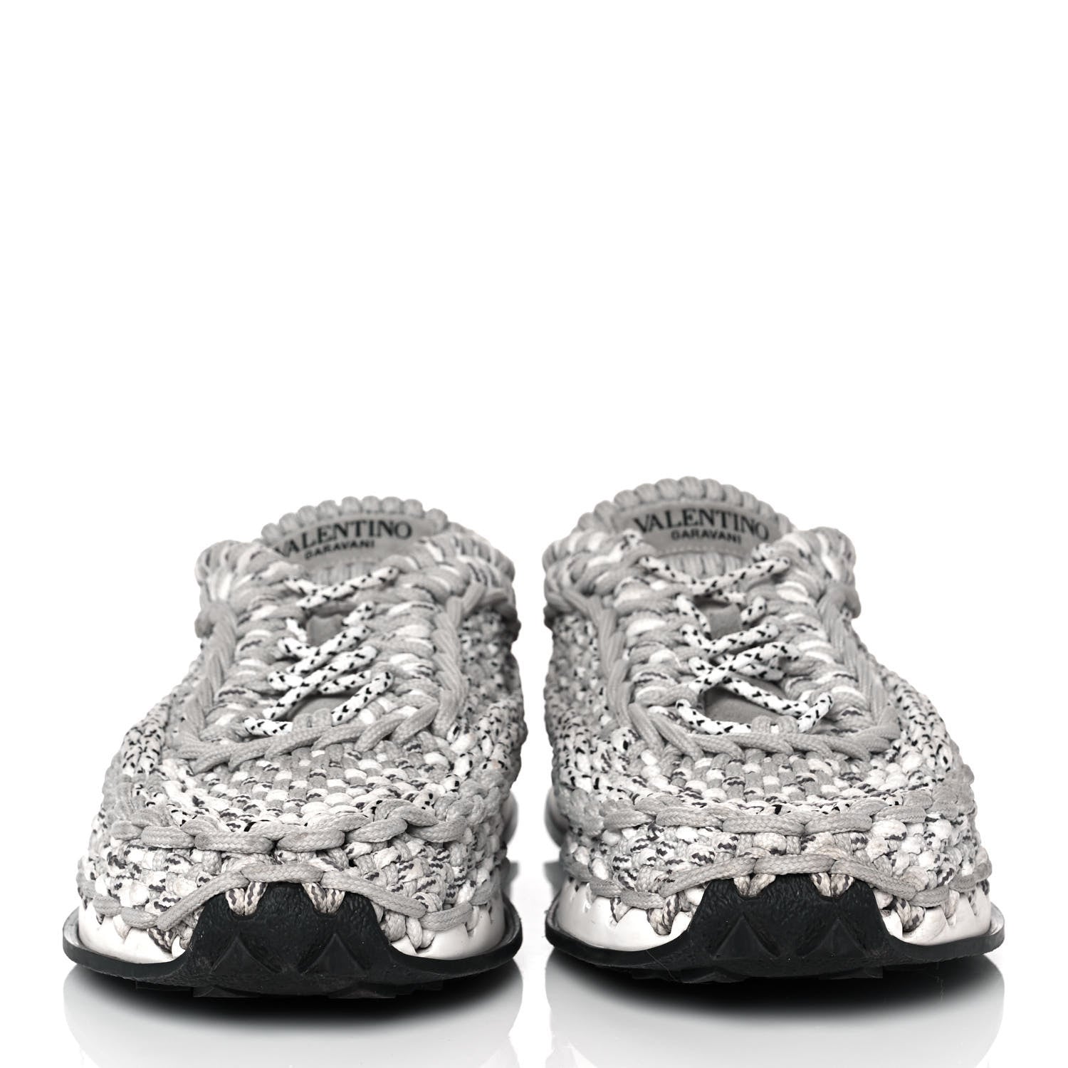 Valentino Garavani Fabric Crochet Mens Low Top Sneakers 44 Pastel Grey 2 of 10