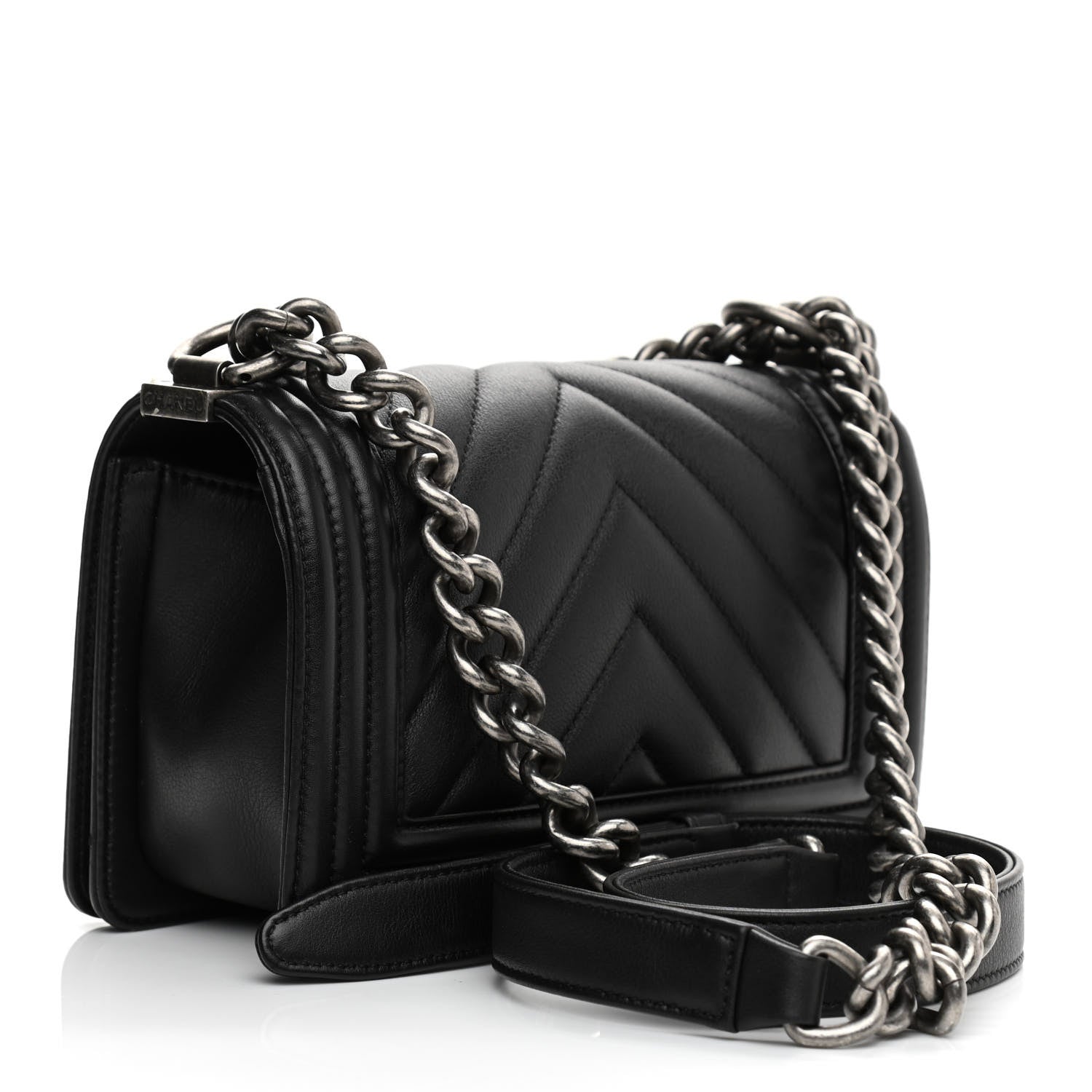 Chanel Calfskin Chevron Quilted Small Boy Flap Black 3 of 13