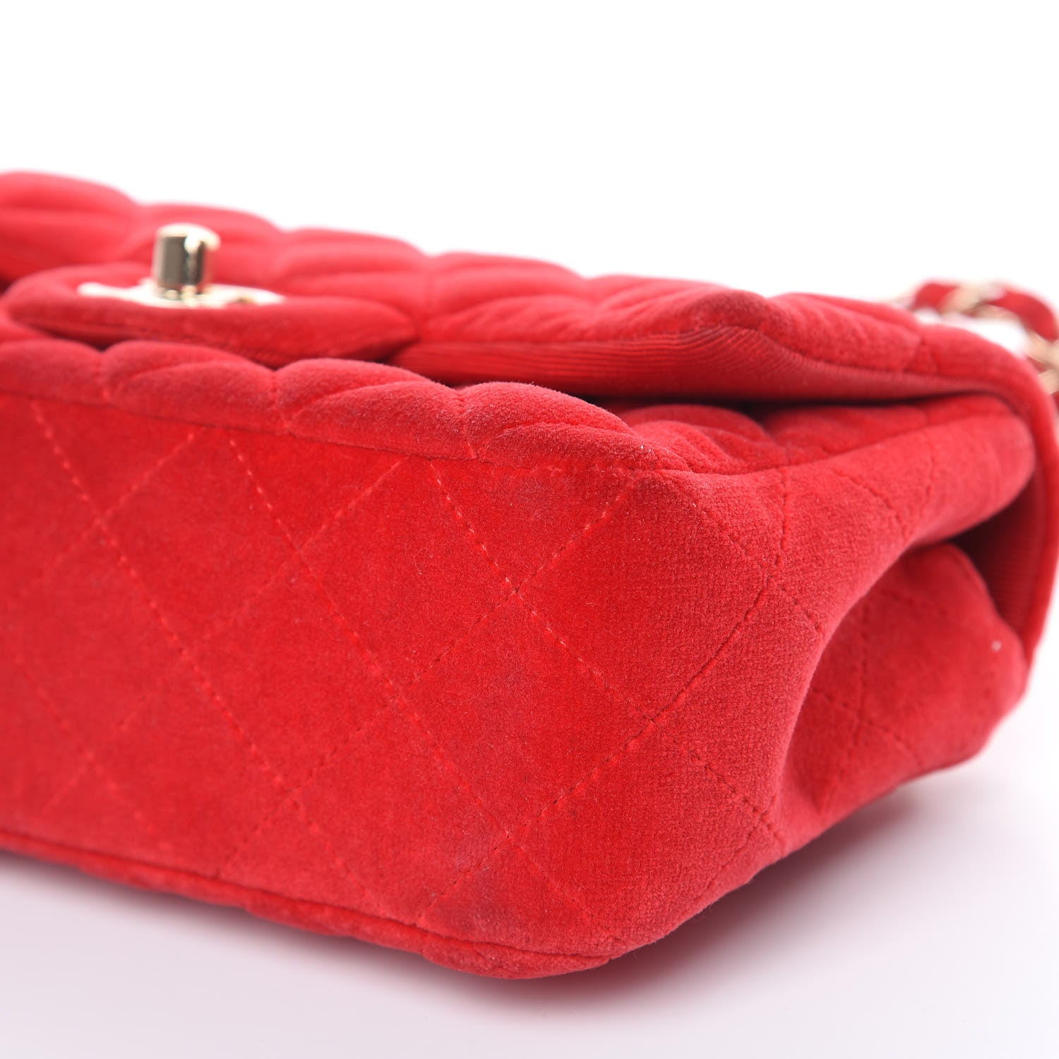 Chanel Velvet Quilted Mini Rectangular Flap Red 9 of 15