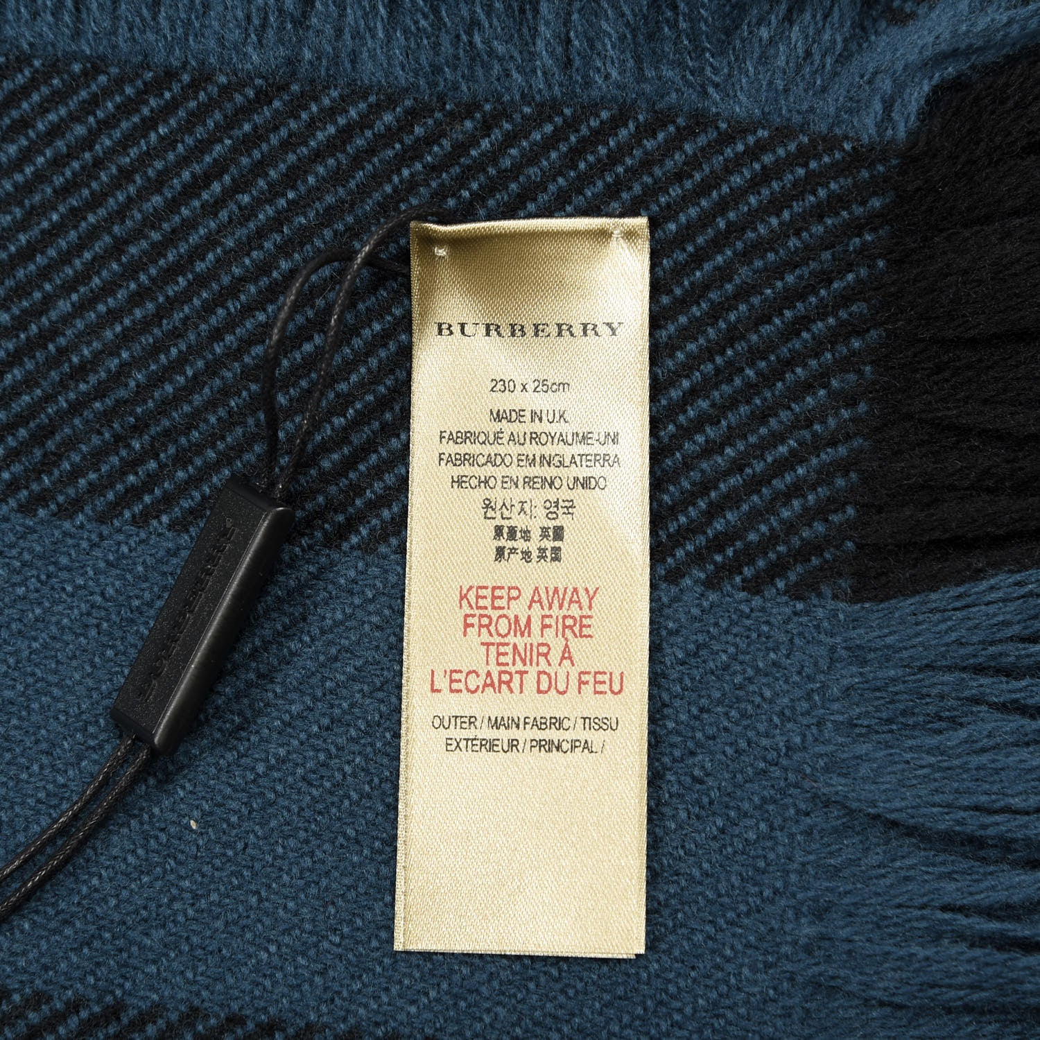 Burberry Wool Half Mega Check Fringe Scarf Steel Blue 4 of 4