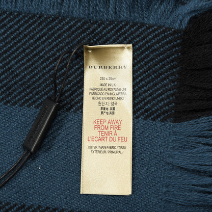 Burberry Wool Half Mega Check Fringe Scarf Steel Blue 4 of 4