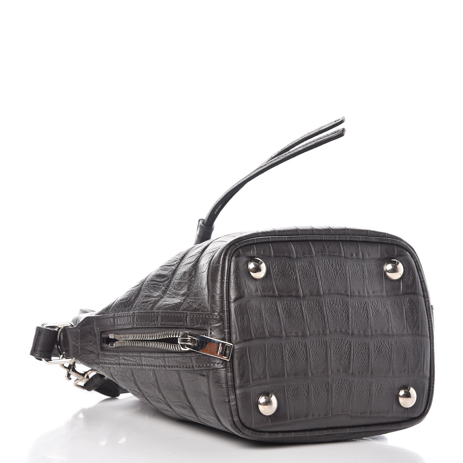 Saint Laurent Calfskin Crocodile Embossed Small Emmanuelle Bucket Bag Coal 5 of 9