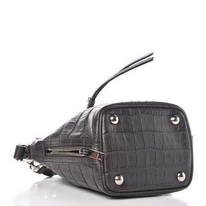Saint Laurent Calfskin Crocodile Embossed Small Emmanuelle Bucket Bag Coal 5 of 9