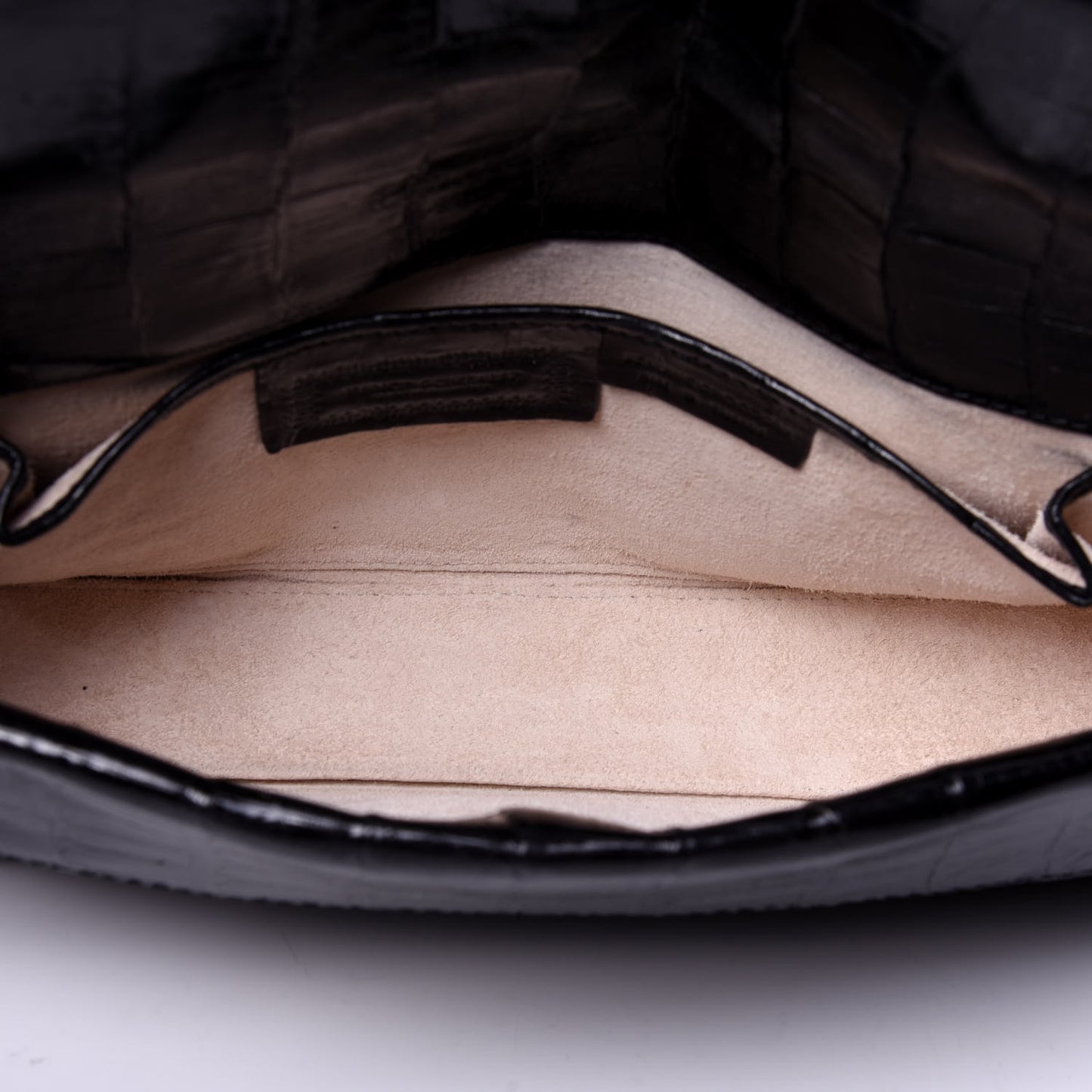 Crocodile Envelope Shoulder Bag Black