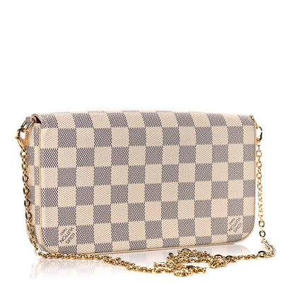 Louis Vuitton Damier Azur Pochette Felicie Chain Wallet Rose Ballerine 3 of 12