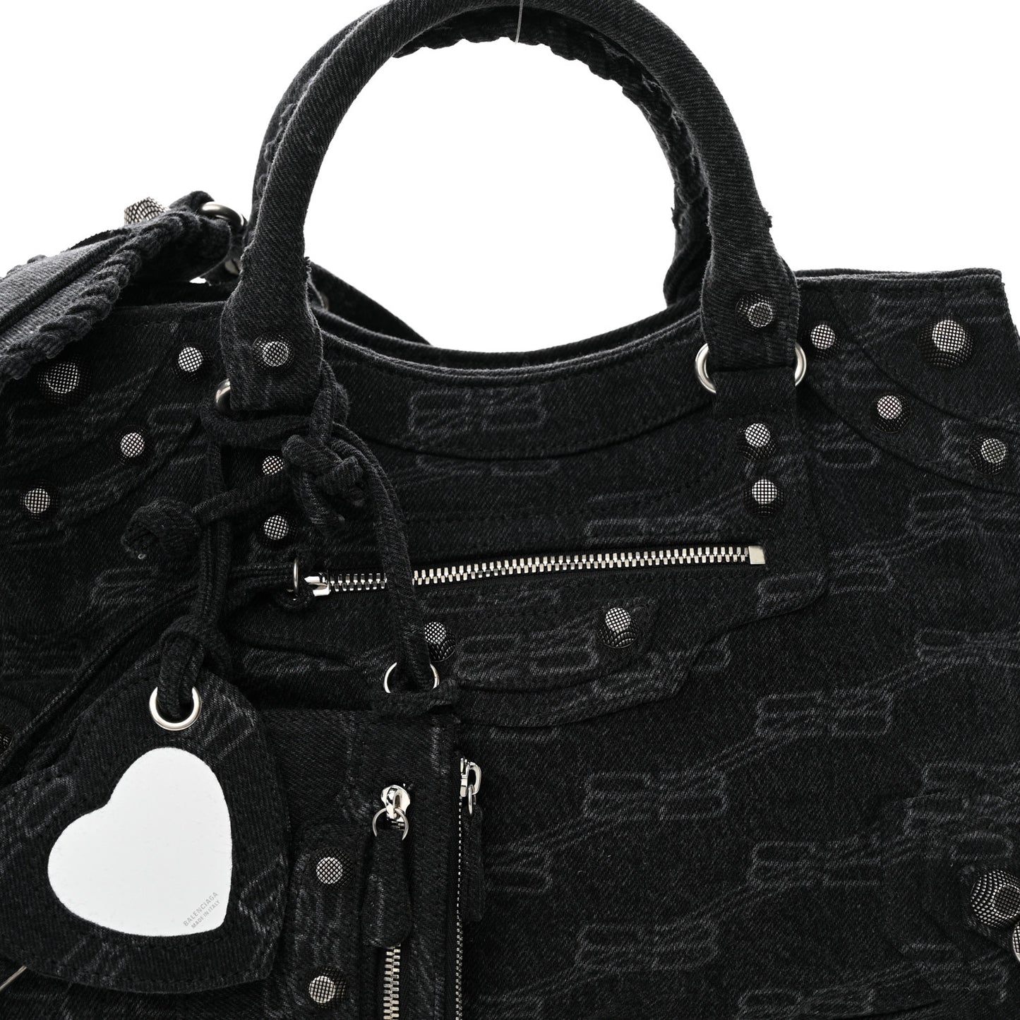 Washed Denim BB Monogram Neo Cagole City Handbag Black