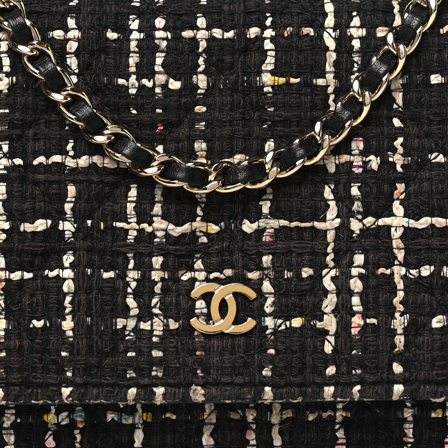Chanel Tweed Wallet On Chain WOC Black 9 of 11