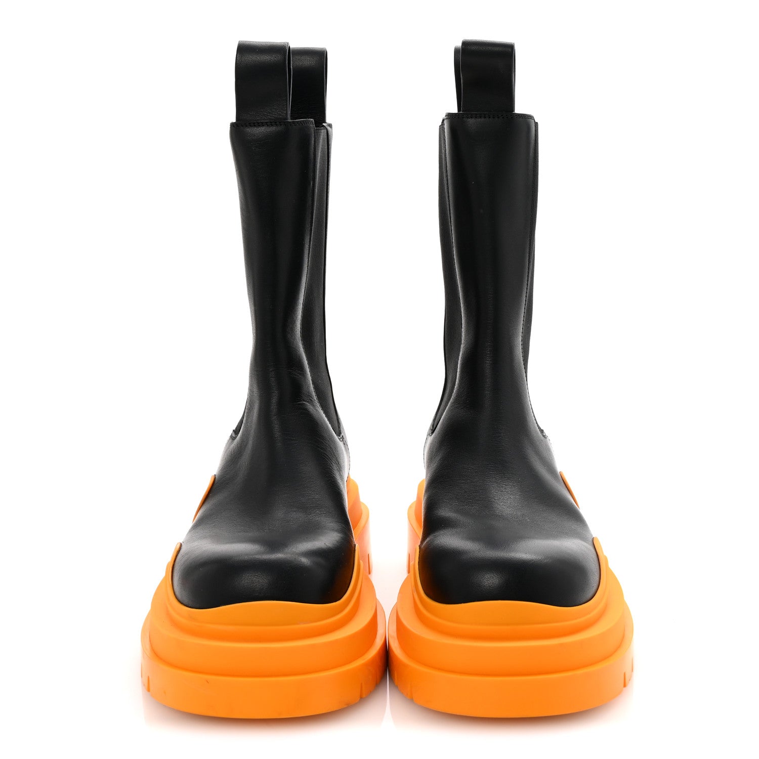 Bottega Veneta Calfskin The Tire Chelsea Boots 39 Black Tangerine 3 of 8