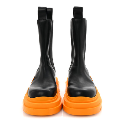 Bottega Veneta Calfskin The Tire Chelsea Boots 39 Black Tangerine 3 of 8