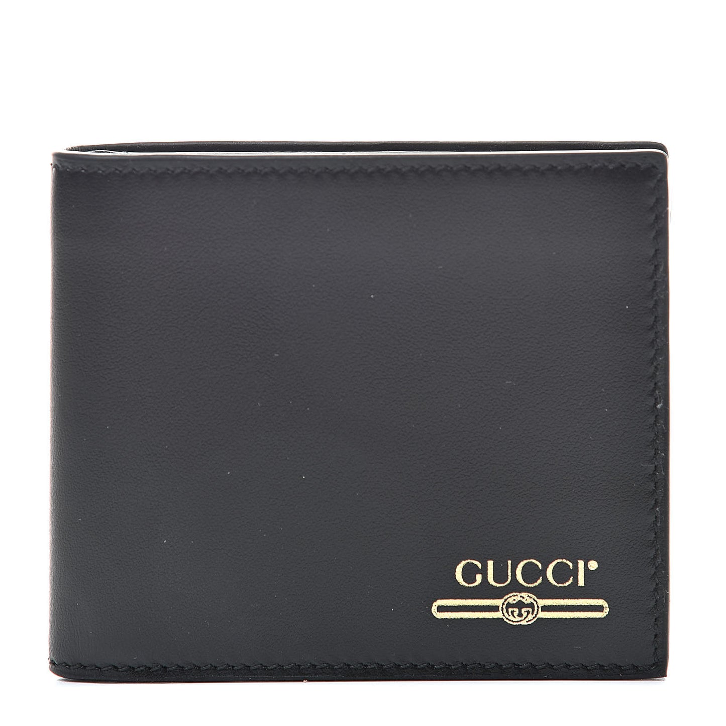 Plutone Calfskin Logo Bi-Fold Wallet Black