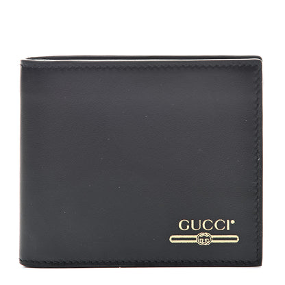 Gucci Plutone Calfskin Logo Bi-Fold Wallet Black 1 of 7