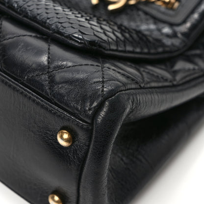 Chanel Snakeskin Glazed Calfskin Quilted Urban Mix Tote Black 10 of 10