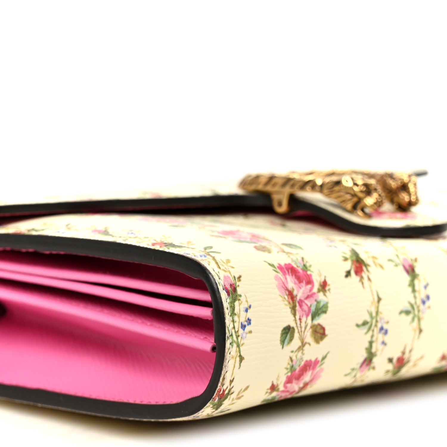 Gucci Calfskin Floral Print Mini Dionysus Chain Wallet Ivory Pink 9 of 10