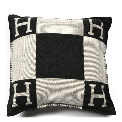 Hermes Wool Cashmere Avalon Pillow PM Ecru Gris Fonce 1 of 3