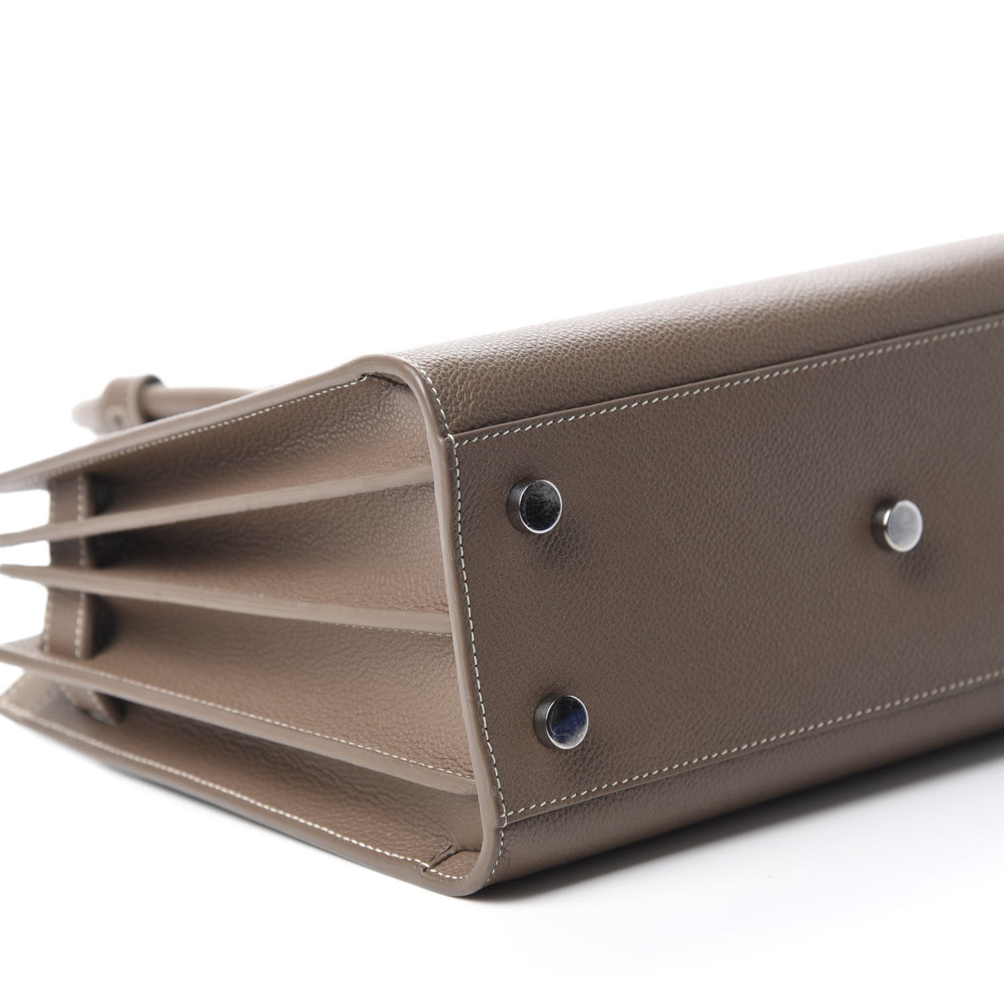 Grained Calfskin Topstich Baby Sac De Jour Taupe