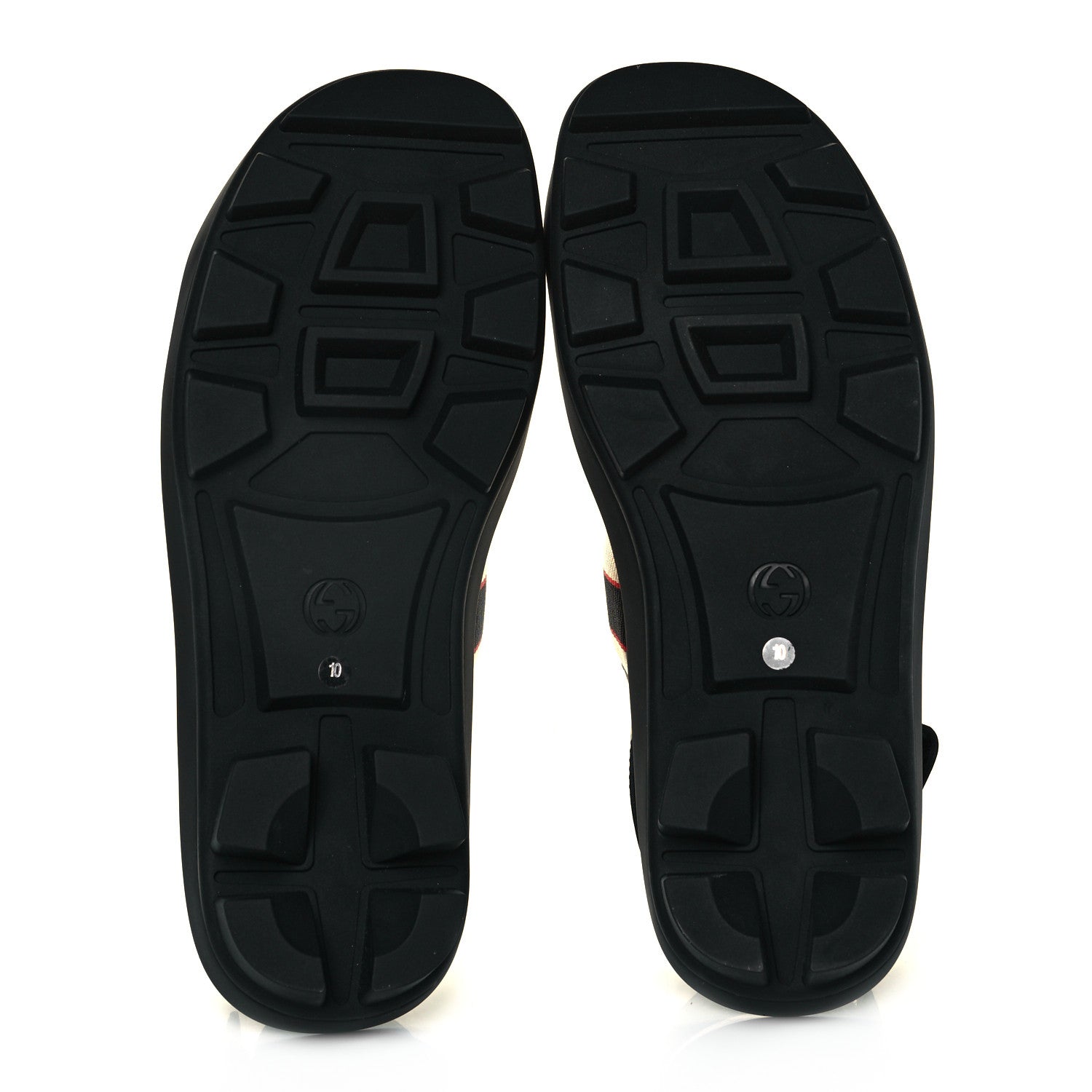 Gucci Nylon Cirano Lux Stripe Mens Cleat Sole Slingback Sandals 10 Ecru Poppy Black 5 of 8