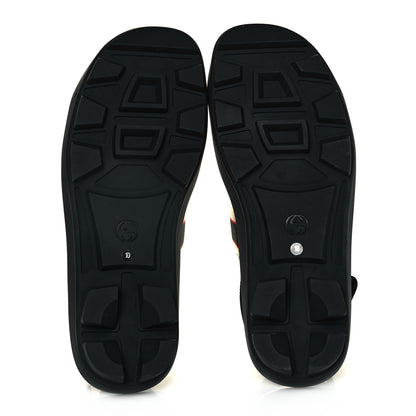 Gucci Nylon Cirano Lux Stripe Mens Cleat Sole Slingback Sandals 10 Ecru Poppy Black 5 of 8