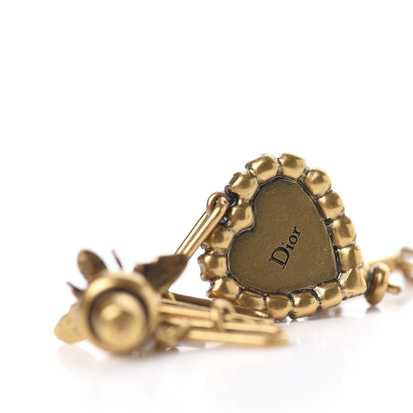 Metal Crystal Heart J'adior Drop Earrings Gold