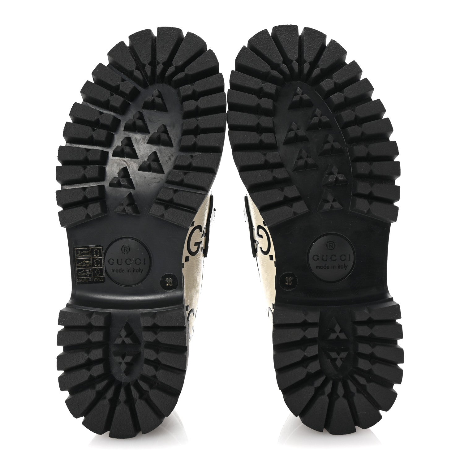 Gucci Azalea Calfskin GG Monogram Bi-Color Debossed Womens Harald Horsebit 25mm Platform Loafers 36 Mystic White Black 6 of 10