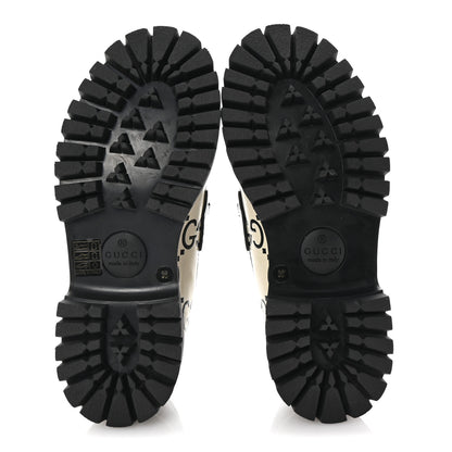 Gucci Azalea Calfskin GG Monogram Bi-Color Debossed Womens Harald Horsebit 25mm Platform Loafers 36 Mystic White Black 6 of 10
