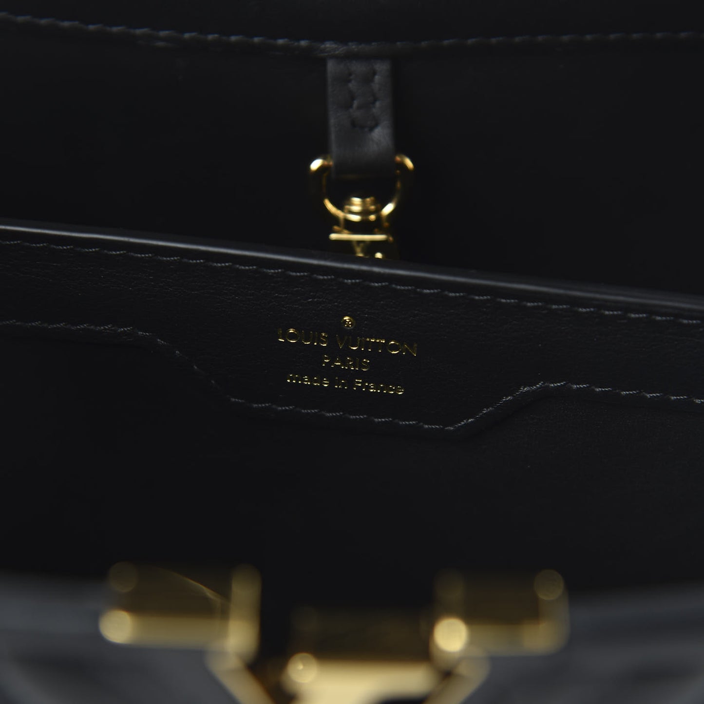 Lambskin Quilted Flower Capucines PM Black