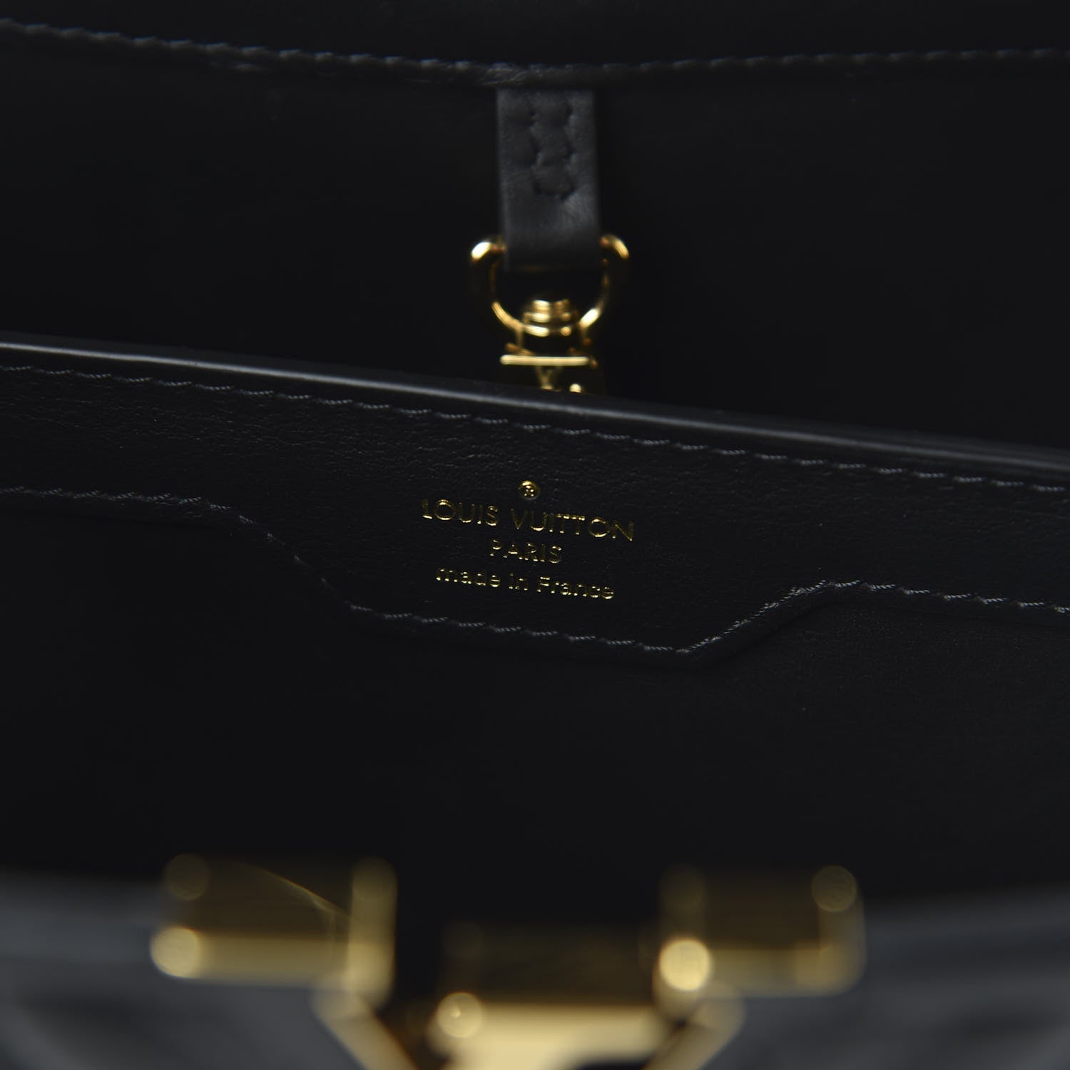 Louis Vuitton Lambskin Quilted Flower Capucines PM Black 8 of 10