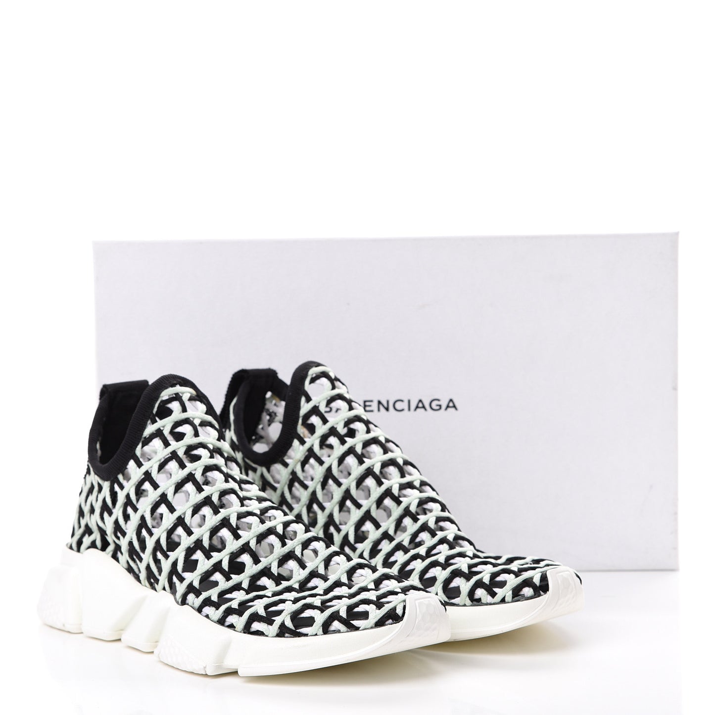 Neoprene Rubber Tressee Womens Tess S Speed Trainer Weaving Sneakers 40 Vert D'Eau White Black